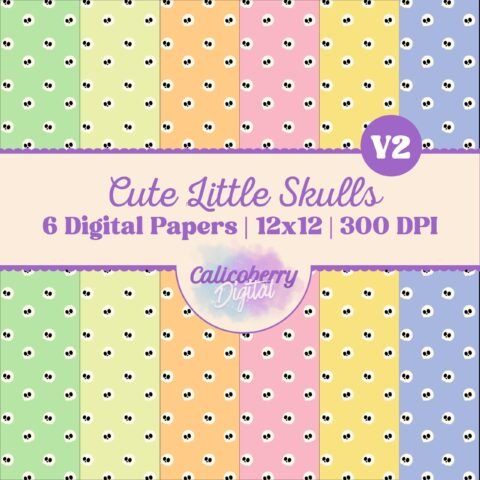 Cute Skulls Digital Paper Vol 2
