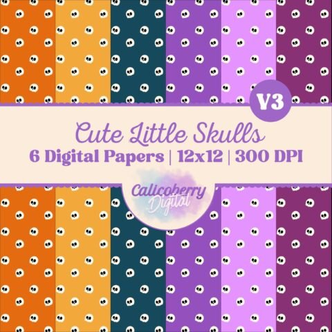 Cute Skulls Digital Paper Vol 3