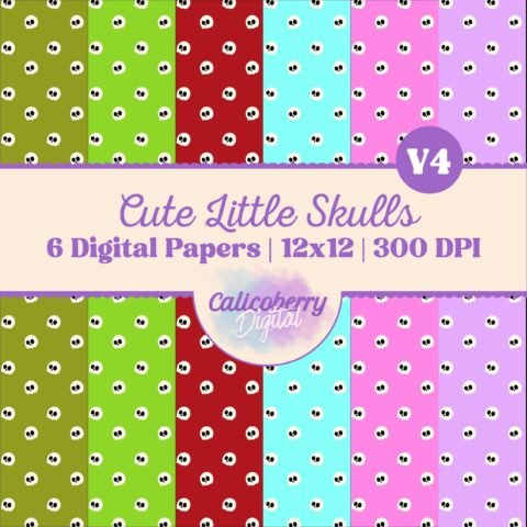 Cute Skulls Digital Paper Vol 4