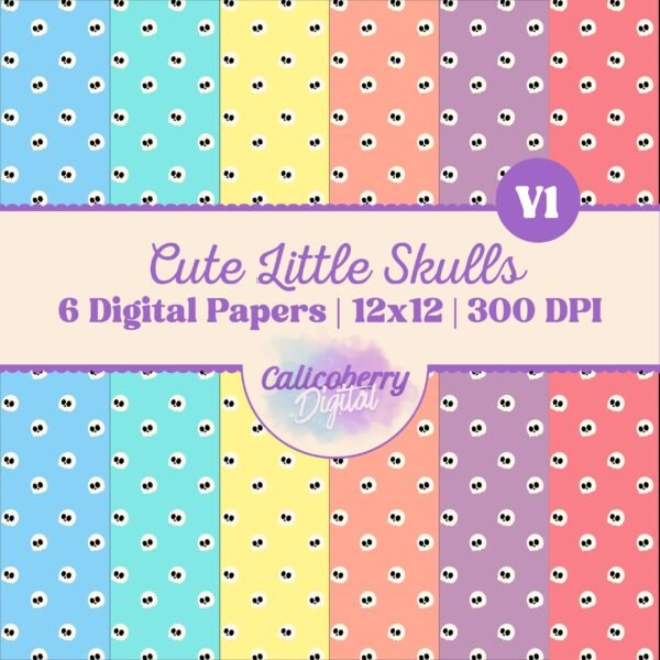 Cute Skulls Digital Paper Vol 1