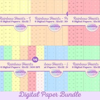 Rainbow Hearts Digital Paper Bundle