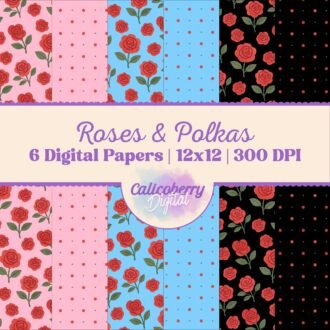 Roses and Polkas Digital Paper