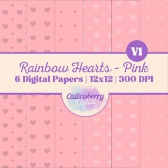 Rainbow Hearts - Pink - Digital Paper