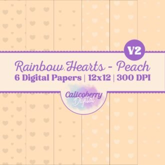 Rainbow Hearts - Peach - Digital Paper