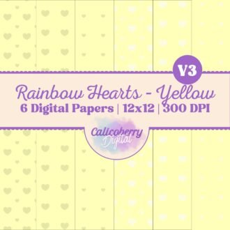 Rainbow Hearts - Yellow - Digital Paper