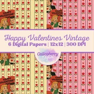 Happy Valentines Day Vintage Digital Paper