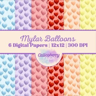 Mylar Heart Balloons Digital Paper